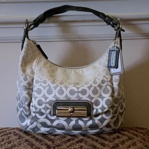Coach Kristin Op Art Ombre Hobo Satchel Bag Gray